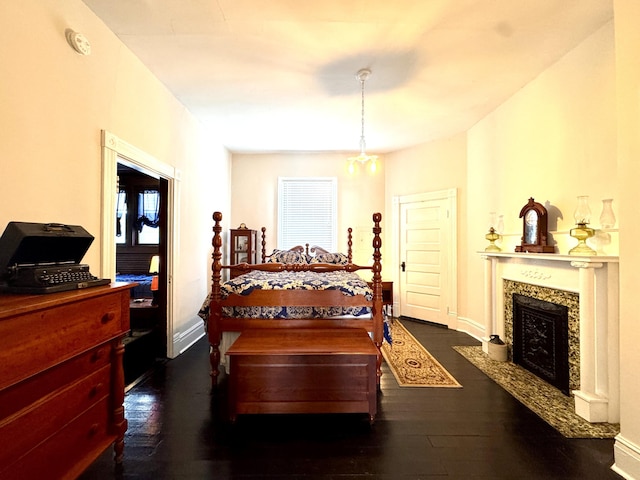 8 N Sycamore St, Mt Sterling, KY 40353 - bedroom featuring hardwood / wood-style floors, a premium fireplace, and baseboards
