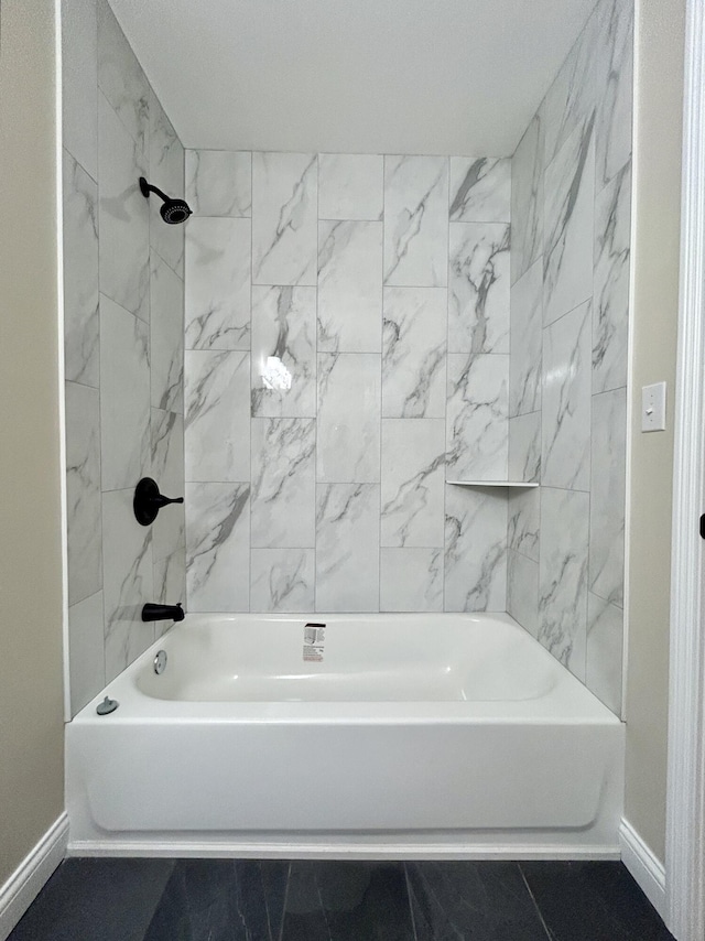 220 Jill Dr, Somerset, KY 42503 - bathroom with baseboards, marble finish floors, and shower / bath combination