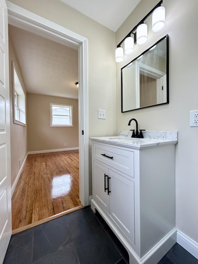 220 Jill Dr, Somerset, KY 42503 - bathroom with baseboards, vanity, and wood finished floors