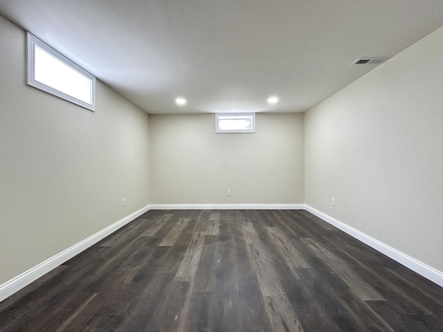 220 Jill Dr, Somerset, KY 42503 - below grade area featuring recessed lighting, dark wood-type flooring, and baseboards