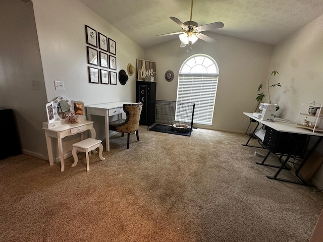 76 Waterford Way, Somerset, KY 42501 - carpeted office space featuring lofted ceiling, ceiling fan, and baseboards