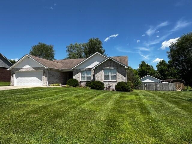 76 Waterford Way, Somerset, KY 42501 - ranch-style house featuring a garage, brick siding, and driveway