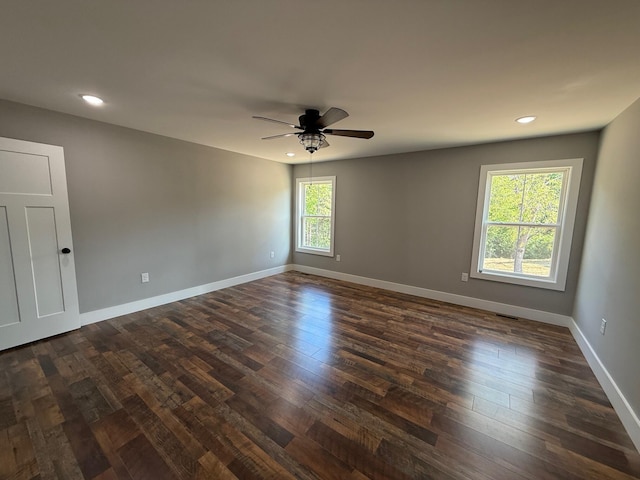 10 Nolan Dr, Corbin, KY 40701 - empty room with a ceiling fan, recessed lighting, baseboards, and dark wood finished floors
