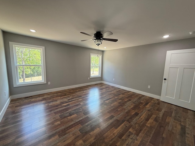 10 Nolan Dr, Corbin, KY 40701 - unfurnished room with ceiling fan, dark wood-style flooring, recessed lighting, and baseboards
