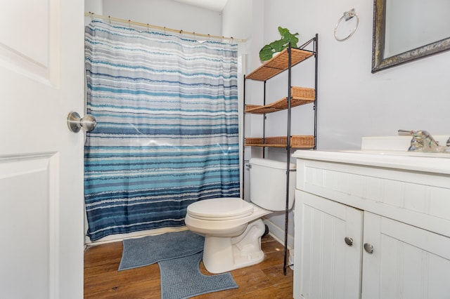 109 Rich Ln, Georgetown, KY 40324 - bathroom featuring vanity, toilet, wood finished floors, and curtained shower