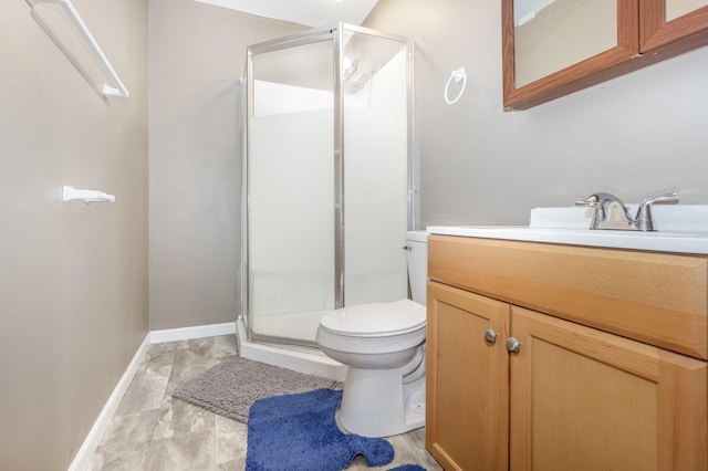 109 Rich Ln, Georgetown, KY 40324 - bathroom with toilet, a shower stall, vanity, and baseboards