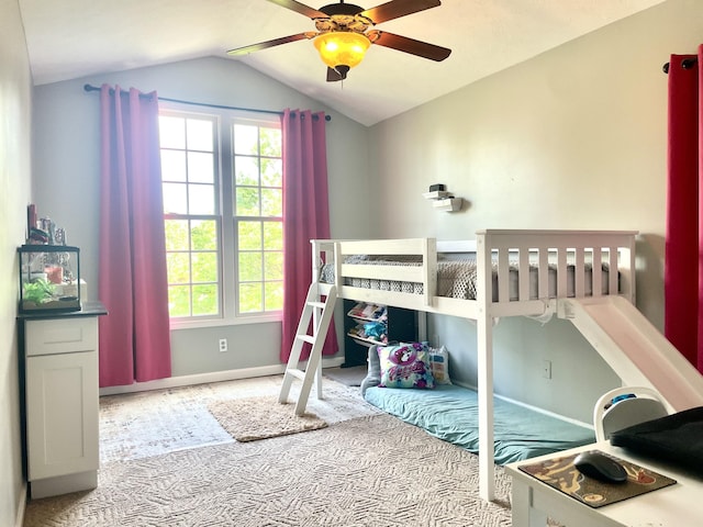812 Statesman Way, Lexington, KY 40505 - bedroom with carpet, lofted ceiling, multiple windows, baseboards, and a ceiling fan