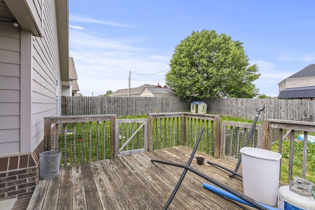 deck featuring a fenced backyard