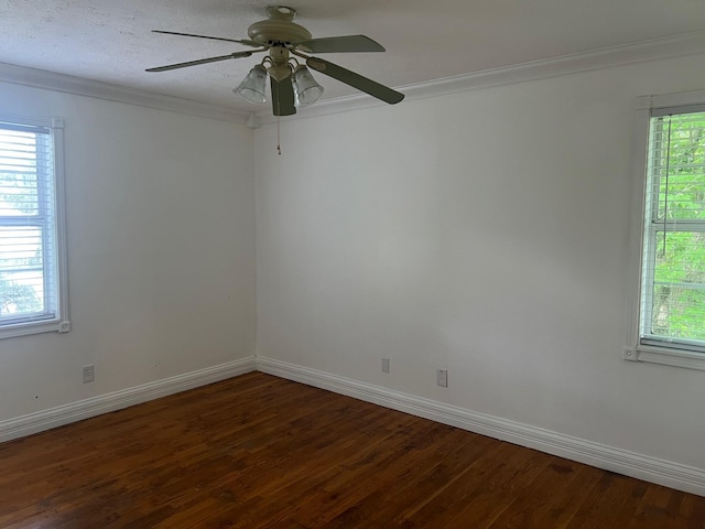 104 Arvin Dr, Lancaster, KY 40444 - unfurnished room featuring dark wood finished floors, ornamental molding, baseboards, and ceiling fan