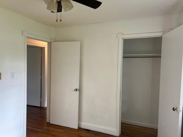 104 Arvin Dr, Lancaster, KY 40444 - unfurnished bedroom featuring wood finished floors, a closet, a ceiling fan, and baseboards
