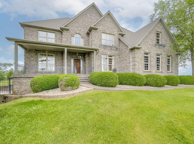 4301 Ravens Crest Ln, Lexington, KY 40515 - view of front of house with brick siding, a front yard, and a porch