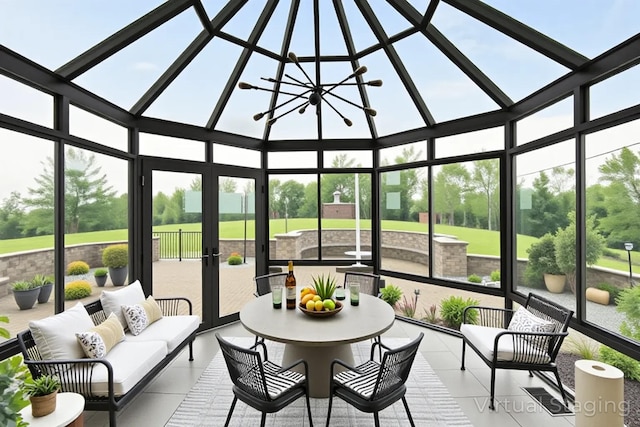 4301 Ravens Crest Ln, Lexington, KY 40515 - sunroom featuring healthy amount of natural light, an outdoor living space, and a chandelier