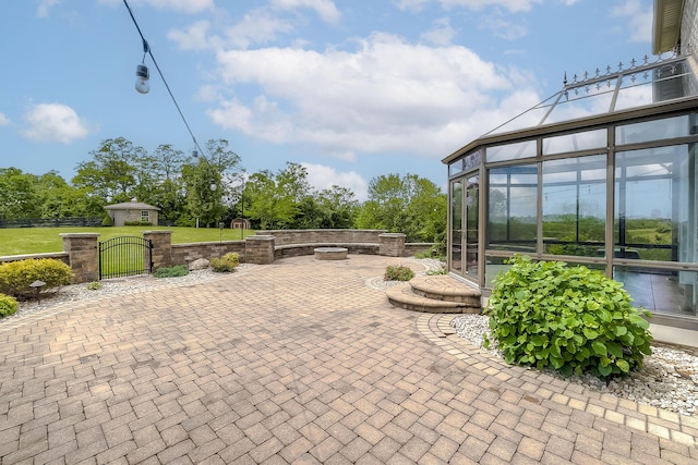 4301 Ravens Crest Ln, Lexington, KY 40515 - view of patio with a gate and a sunroom