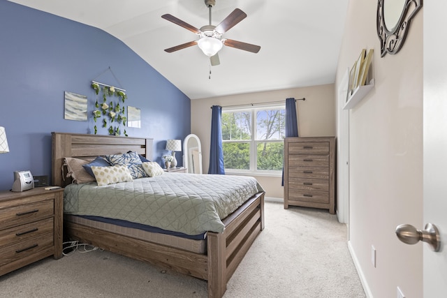 2768 Red Clover Ln, Lexington, KY 40511 - bedroom with light carpet, lofted ceiling, and ceiling fan