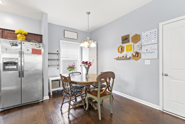 2768 Red Clover Ln, Lexington, KY 40511 - dining room featuring dark wood-style floors, baseboards, and a chandelier