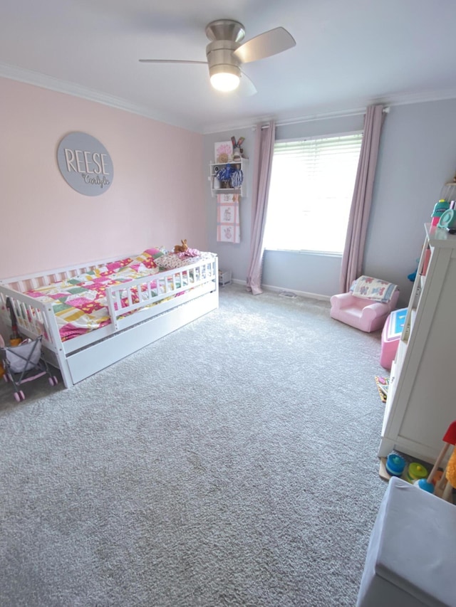 319 Huckleberry Ln, London, KY 40744 - carpeted bedroom featuring ornamental molding and a ceiling fan