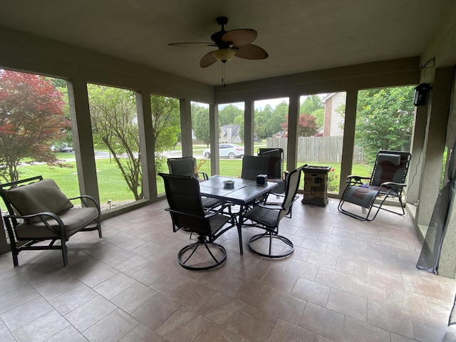 319 Huckleberry Ln, London, KY 40744 - sunroom / solarium featuring ceiling fan, healthy amount of natural light, and outdoor dining area