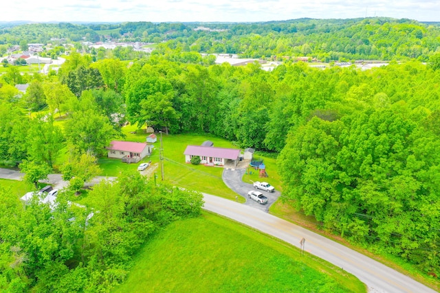 aerial view of a heavily wooded area