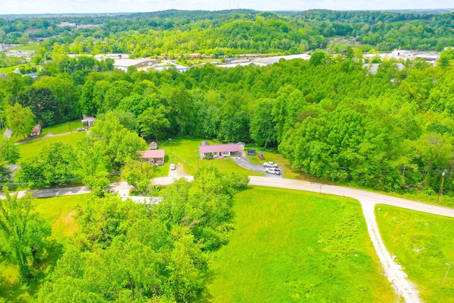 aerial view of a heavily wooded area