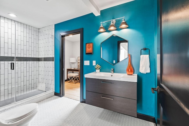 252 Cochran Rd, Lexington, KY 40502 - bathroom with vanity, toilet, and a tile shower