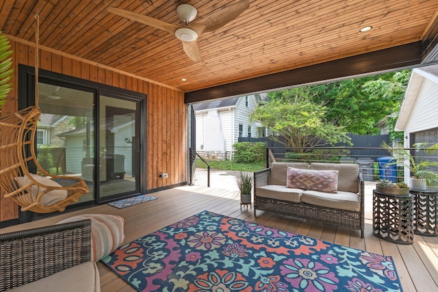 252 Cochran Rd, Lexington, KY 40502 - wooden deck with an outdoor living space and ceiling fan