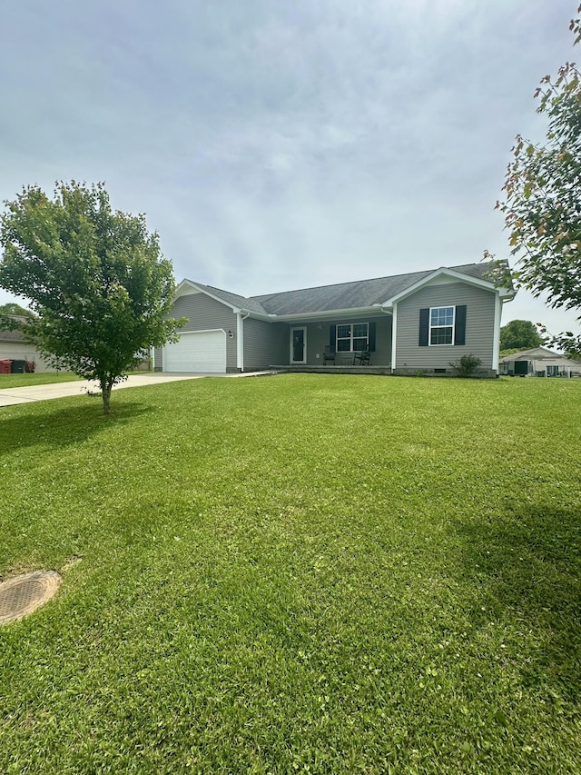 41 Logan Ln, London, KY 40744 - single story home with a garage, a front lawn, driveway, and a chimney