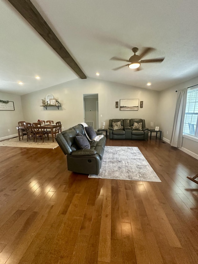 41 Logan Ln, London, KY 40744 - living room featuring hardwood / wood-style floors, a ceiling fan, recessed lighting, and baseboards
