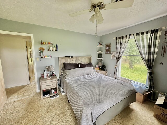 3125 Old Bull Rd, Eubank, KY 42567 - carpeted bedroom with a ceiling fan, a textured ceiling, and baseboards