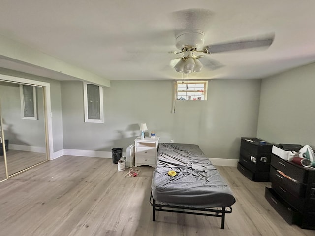 3125 Old Bull Rd, Eubank, KY 42567 - bedroom featuring light wood-style flooring, baseboards, and a ceiling fan