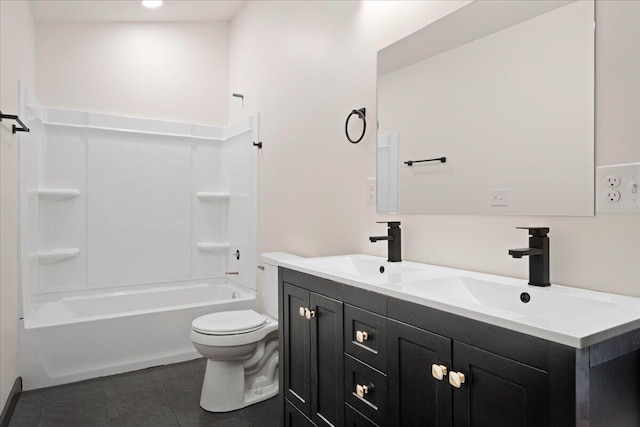 224 Douglas Ave, Versailles, KY 40383 - bathroom with toilet, tile patterned floors, double vanity, and  shower combination