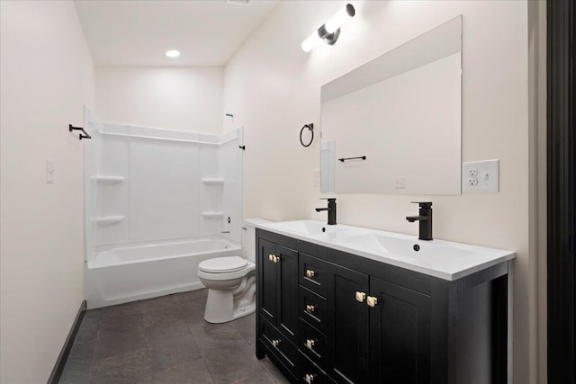 224 Douglas Ave, Versailles, KY 40383 - full bathroom with toilet, double vanity, shower / tub combination, and tile patterned flooring