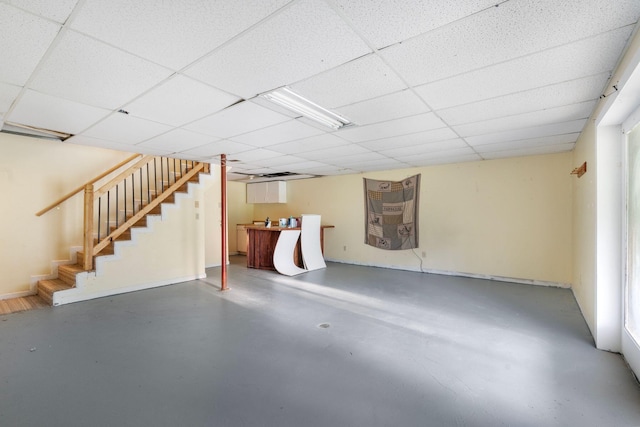 10708 Battlefield Memorial Hwy, Berea, KY 40403 - finished basement with a paneled ceiling, stairs, and a dry bar