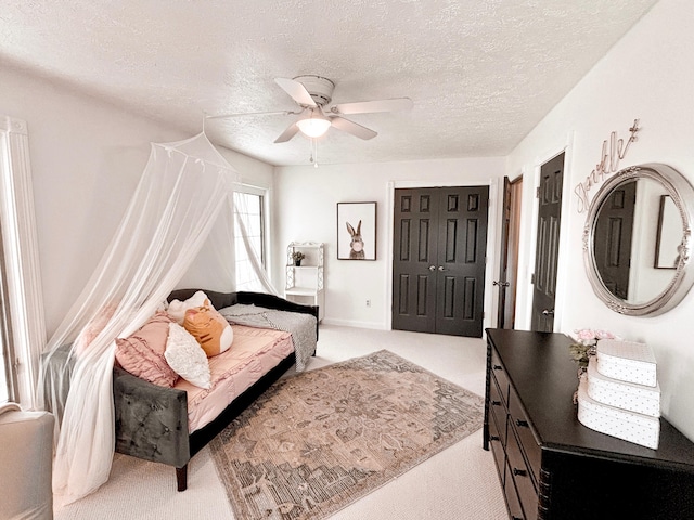 1610 Steele Branch Rd, West Liberty, KY 41472 - living room featuring light carpet, a ceiling fan, and a textured ceiling