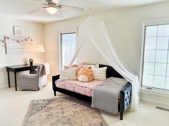 1610 Steele Branch Rd, West Liberty, KY 41472 - bedroom with carpet floors, baseboards, and a ceiling fan