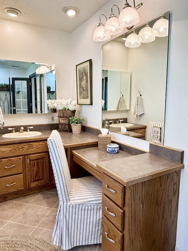 1610 Steele Branch Rd, West Liberty, KY 41472 - bathroom featuring vanity, tile patterned floors, and a textured ceiling