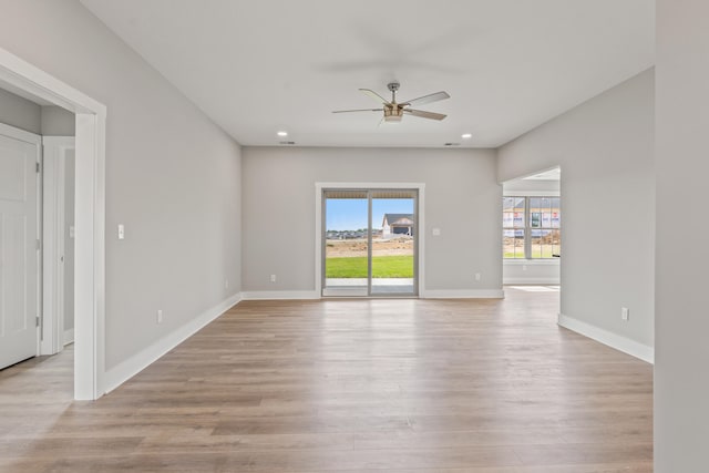 469 Wyldwood Way, Berea, KY 40403 - empty room with plenty of natural light, a ceiling fan, light wood-style flooring, baseboards, and recessed lighting