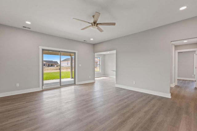 469 Wyldwood Way, Berea, KY 40403 - empty room featuring a ceiling fan, wood finished floors, baseboards, and recessed lighting