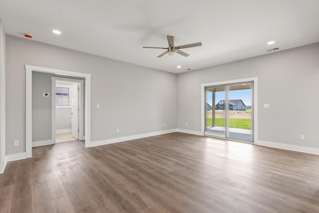 469 Wyldwood Way, Berea, KY 40403 - empty room with ceiling fan, wood finished floors, baseboards, and recessed lighting