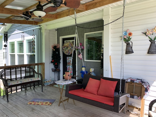 1306 Johnson Rd, Harrodsburg, KY 40330 - wooden deck with a ceiling fan