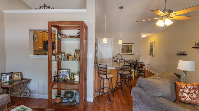 3659 Leisure Creek Ct, Lexington, KY 40517 - living area with wood finished floors, a ceiling fan, and baseboards