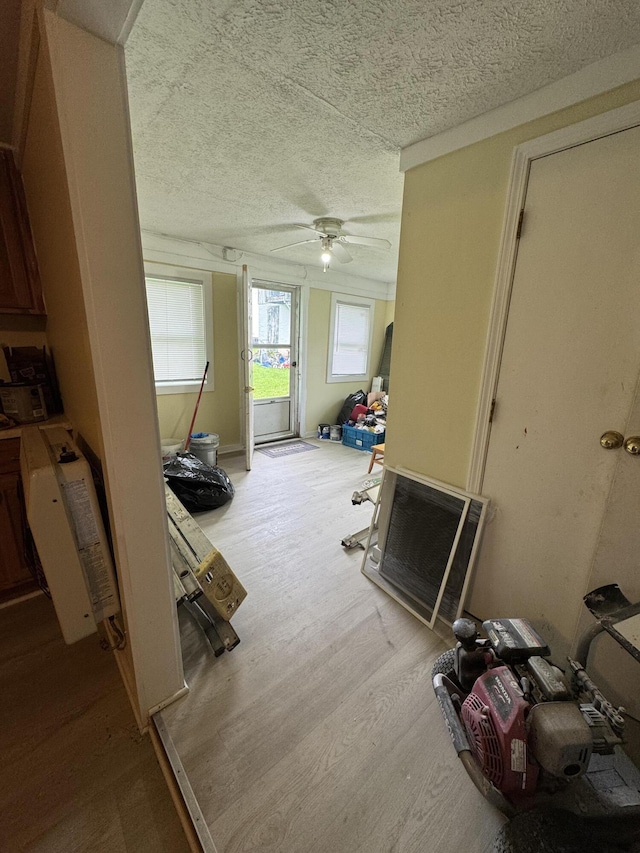 107 E N St, Carlisle, KY 40311 - hallway featuring a textured ceiling and wood finished floors