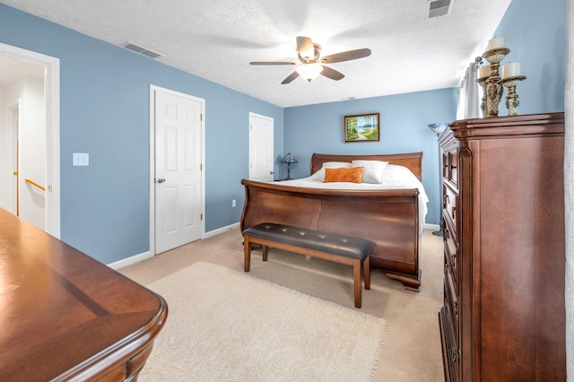 356 Weslyn Way, Nicholasville, KY 40356 - bedroom with light colored carpet, a textured ceiling, baseboards, and ceiling fan