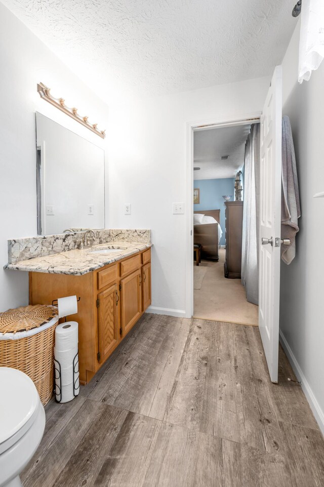 356 Weslyn Way, Nicholasville, KY 40356 - bathroom with wood finished floors, vanity, a textured ceiling, and baseboards