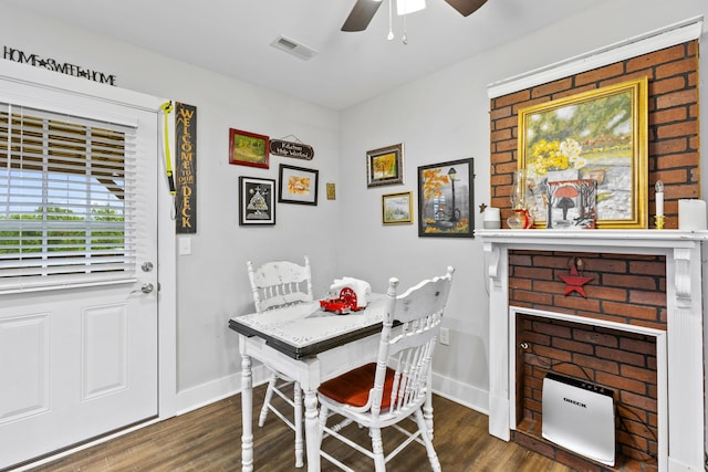 281 Meridian Way, Richmond, KY 40475 - dining area with baseboards, wood finished floors, and a ceiling fan