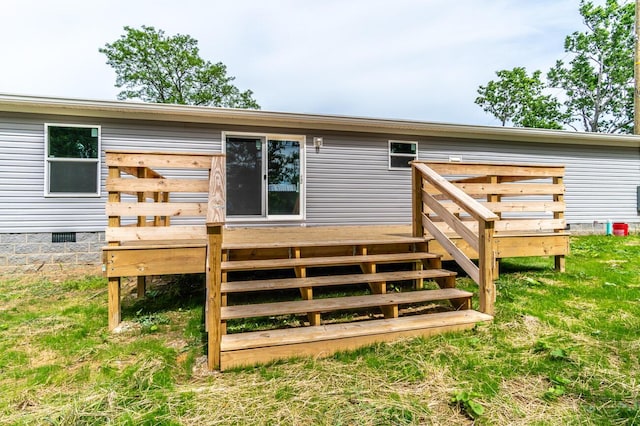2832 Two Mile Rd, Winchester, KY 40391 - rear view of property featuring crawl space, a wooden deck, and stairs