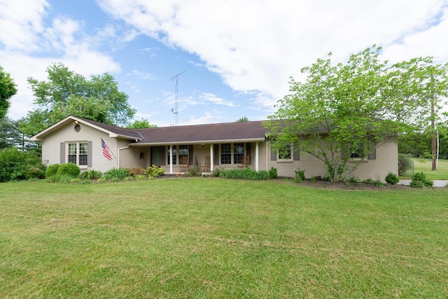 874 Sebree Rd, Stamping Ground, KY 40379 - single story home featuring covered porch, a front yard, and stucco siding