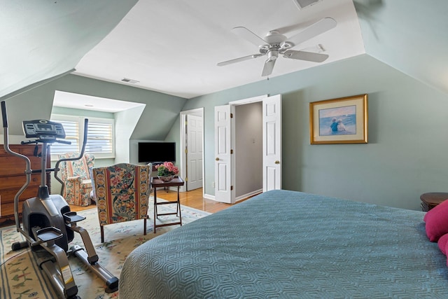 1483 Cypress St, Paris, KY 40361 - bedroom featuring lofted ceiling, wood finished floors, and a ceiling fan