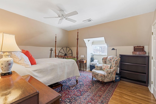 1483 Cypress St, Paris, KY 40361 - bedroom featuring wood finished floors, vaulted ceiling, baseboards, and ceiling fan