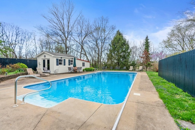 1483 Cypress St, Paris, KY 40361 - view of pool featuring a patio area, an exterior structure, and an outbuilding
