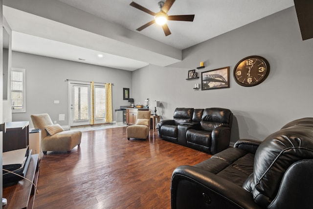 929 Lauderdale Dr, Lexington, KY 40515 - living area with ceiling fan, wood finished floors, baseboards, and recessed lighting